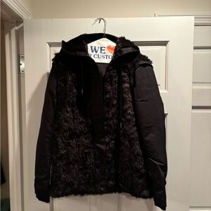 Zara SzS faux fur hooded zip up jacket